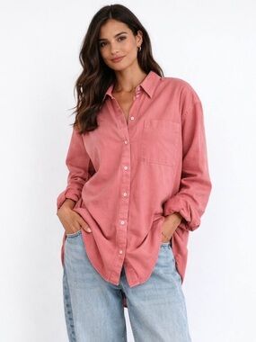 Babaton Elizabeth Oversize Linen Blend Button Down Shirt